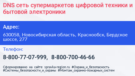 DNS сеть супермаркетов цифровой техники и бытовой электроники - визитка