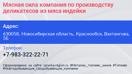 Мясная сила компания по производству деликатесов из мяса индейки - визитка