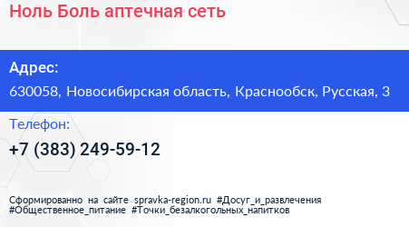 Ноль Боль аптечная сеть - визитка
