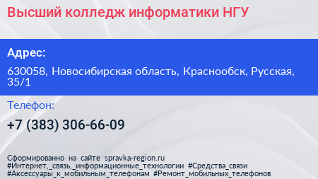 Высший колледж информатики НГУ - визитка