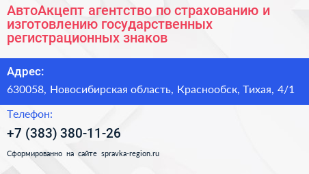 АвтоАкцепт агентство по страхованию и изготовлению государственных регистрационных знаков - визитка