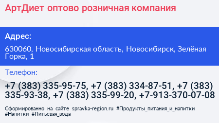АртДиет оптово розничная компания - визитка