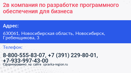 2в компания по разработке программного обеспечения для бизнеса - визитка