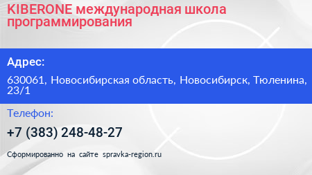 KIBERONE международная школа программирования - визитка