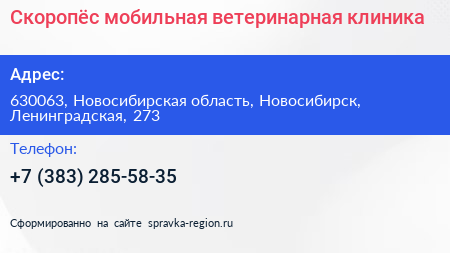 Скоропёс мобильная ветеринарная клиника - визитка