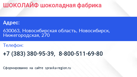 ШОКОЛАЙФ шоколадная фабрика - визитка