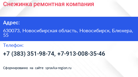 Снежинка ремонтная компания - визитка