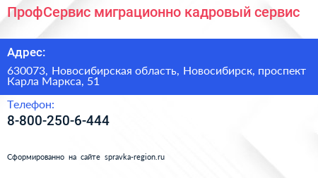 ПрофСервис миграционно кадровый сервис - визитка