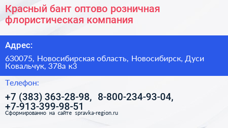 Красный бант оптово розничная флористическая компания - визитка