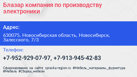 Блазар компания по производству электроники - визитка
