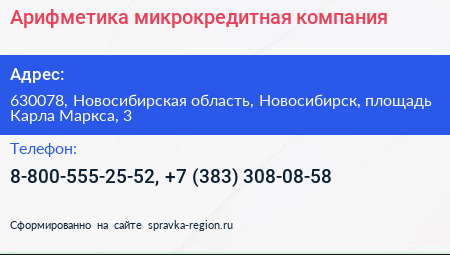 Арифметика микрокредитная компания - визитка