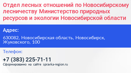 Отдел лесных отношений по Новосибирскому лесничеству Министерство природных ресурсов и экологии Новосибирской области - визитка