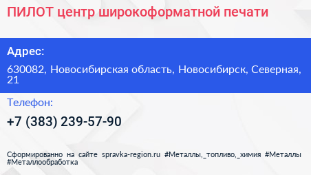 ПИЛОТ центр широкоформатной печати - визитка