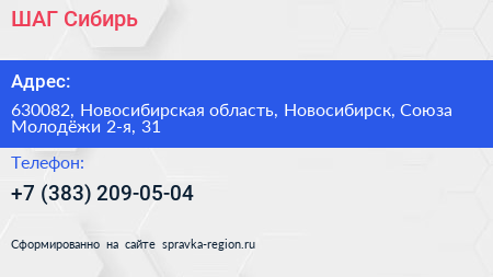 ШАГ Сибирь - визитка