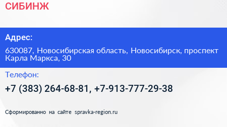СИБИНЖ - визитка