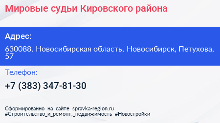 Мировые судьи Кировского района - визитка