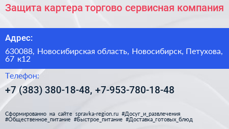 Защита картера торгово сервисная компания - визитка