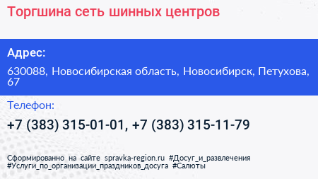 Торгшина сеть шинных центров - визитка
