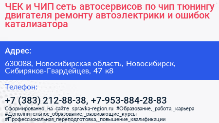 ЧЕК и ЧИП сеть автосервисов по чип тюнингу двигателя ремонту автоэлектрики и ошибок катализатора - визитка