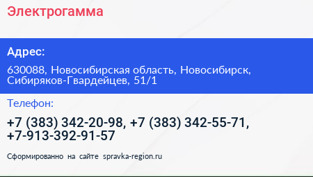 Электрогамма - визитка