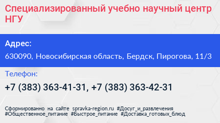 Специализированный учебно научный центр НГУ - визитка