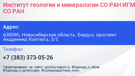Институт геологии и минералогии СО РАН ИГМ СО РАН  - визитка