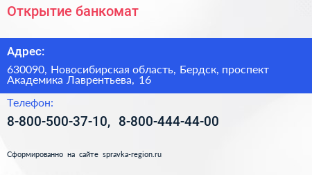 Открытие банкомат - визитка