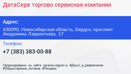 ДатаСерв торгово сервисная компания - визитка