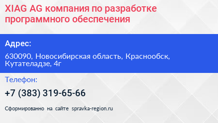 XIAG AG компания по разработке программного обеспечения - визитка