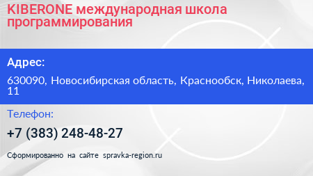 KIBERONE международная школа программирования - визитка