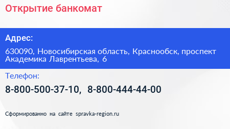 Открытие банкомат - визитка