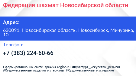 Федерация шахмат Новосибирской области - визитка