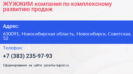 ЖУЖЖИМ компания по комплексному развитию продаж - визитка