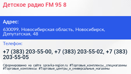 Детское радио FM 95 8 - визитка