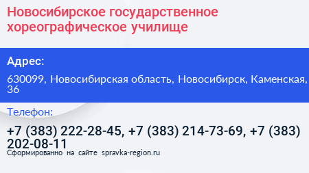 Новосибирское государственное хореографическое училище - визитка