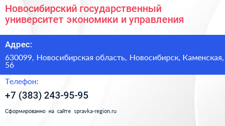 Новосибирский государственный университет экономики и управления - визитка