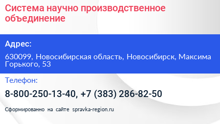 Система научно производственное объединение - визитка
