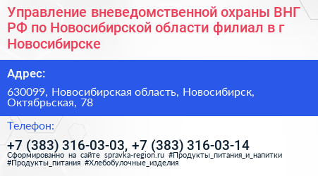 Управление вневедомственной охраны ВНГ РФ по Новосибирской области филиал в г Новосибирске - визитка