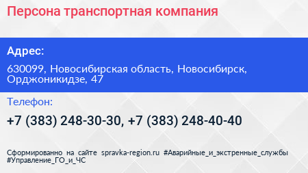 Персона транспортная компания - визитка