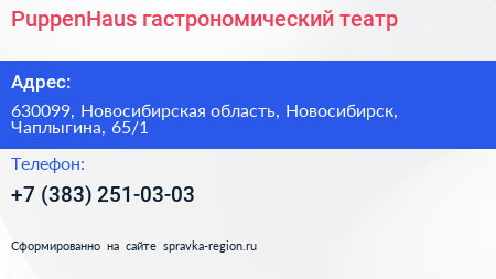 PuppenHaus гастрономический театр - визитка