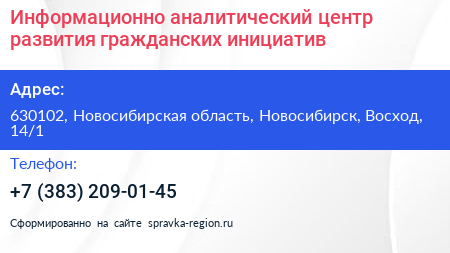 Информационно аналитический центр развития гражданских инициатив - визитка