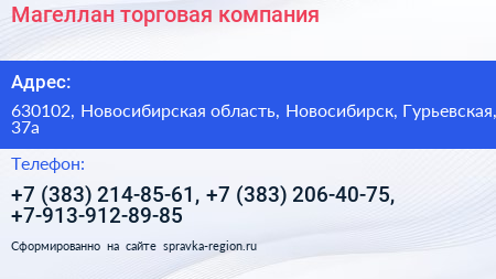 Магеллан торговая компания - визитка