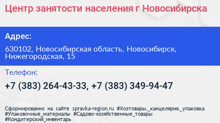 Центр занятости населения г Новосибирска - визитка