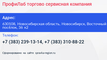 ПрофиЛаб торгово сервисная компания - визитка