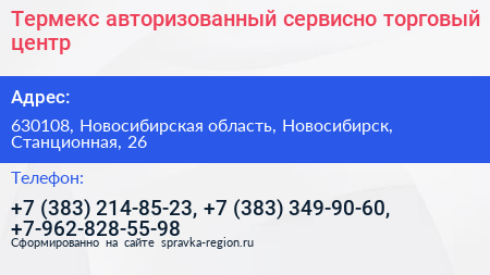 Термекс авторизованный сервисно торговый центр - визитка