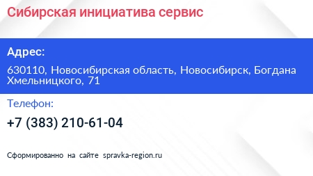 Сибирская инициатива сервис - визитка