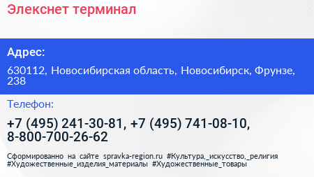 Элекснет терминал - визитка