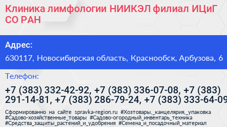 Клиника лимфологии НИИКЭЛ филиал ИЦиГ СО РАН - визитка