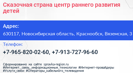 Сказочная страна центр раннего развития детей - визитка