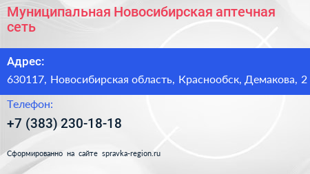 Муниципальная Новосибирская аптечная сеть - визитка